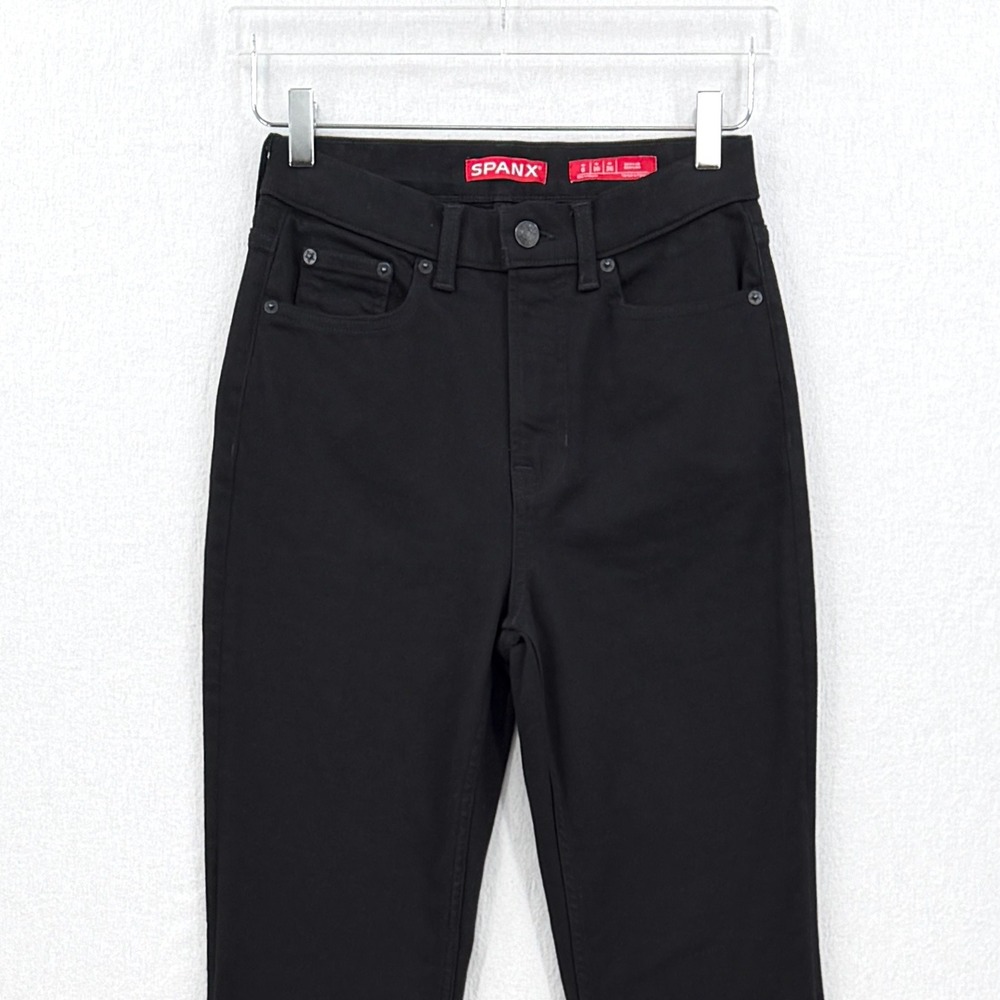 SPANX High Rise Flare Jeans Women 6 Regular Black Stretch Slimming Tummy Control - Picture 5 of 16
